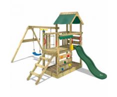 WICKEY Portique de jeux TurboFlyer Aire de jeux avec balançoire et toboggan vert