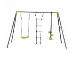Balançoire 3 agrès portique avec balançoire, échelle et face à face dim. 2,95L x 1,38l x 1,80H m