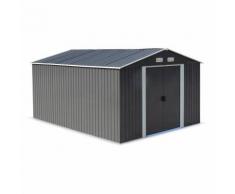 Abri de jardin en métal MELANTOIS 12 m² anthracite Cabane à outils avec deux grandes portes