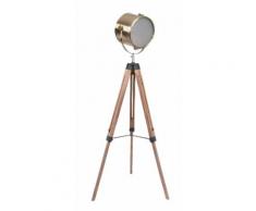Lampe trépied avec projecteur - L 65 x H 95,5 - 137,5 - Doré - Livraison gratuite