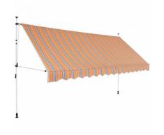 Auvent rétractable manuel 400 cm Rayures jaunes et bleues MJ43230