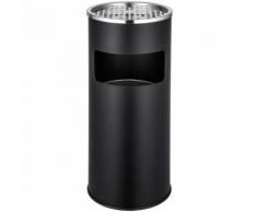 Cendrier extérieur design avec poubelle en acier inoxydable 30 litres noir
