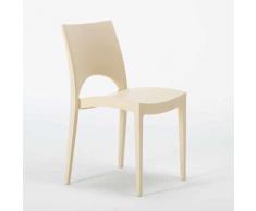Chaise cuisine maison café bar en polypropylène empilable PARIS Grand Soleil | Beige
