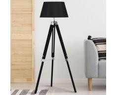 Lampadaire trépied bois réglable noir