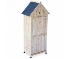 Armoire de jardin en bois, Mimosa Naturel, 80 x 55 x 180 cm, abri de jardin, armoire de rangement,