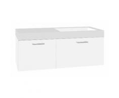 Meuble sous vasque + vasque minerale EMPI, blanc mat, 2 tiroirs, 1205x534x508mm