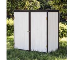 Armoire de jardin en bois blanc anthracite 2 portes 136x58x127cm Armoire à outils