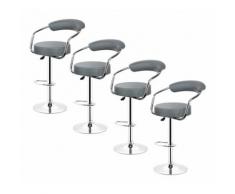 Tabourets de bar de cuisine imitation cuir Chaise réglable en hauteur 55 à 75 cm (Lot de 4, Gris)