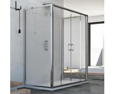 Cabine douche à trois côtés 75x160x75 CM H185 trasparent modèle Replay Trio avec 2 portillons