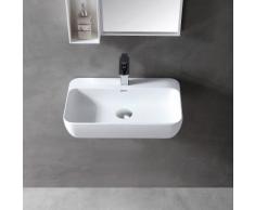 Vasque à poser ou lavabo à suspendre TWG201 en solide surface (Solid Stone) – blanc mat – 60 x 40 x