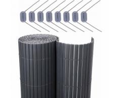 Rouleau de Canisse PVC Clôture PVC pour Jardin Balcon Terrasse Gris 180 x 500cm GPF185G