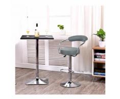 Tabourets de bar de cuisine imitation cuir Chaise réglable en hauteur 55 à 75 cm (Lot de 6, Gris)