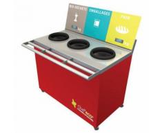 table de tri 3 collecteurs sans pesée t enfant h.760mm rouge,