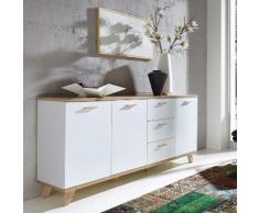 Buffet en bois blanc (chêne) scandinave avec 3 portes et 3 tiroirs OSLO