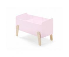 Coffre à jouets en bois laqué sur pieds bois brut L40cm KARIBOU rose