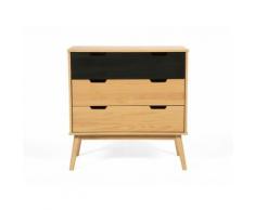 Commode en bois noir scandinave 3 tiroirs L80cm FIFTIES