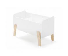 Coffre à jouets en bois laqué sur pieds bois brut L40cm KARIBOU blanc