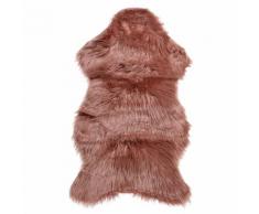Tapis en fausse fourrure poil long vieux rose 50x90cm
