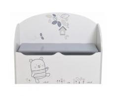 Coffre à jouets/banc en bois blanc/gris BEAR