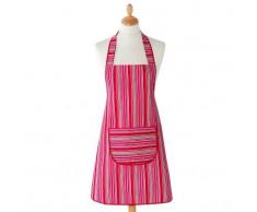 Tablier cuisine forme bavette rayé - rayé rose