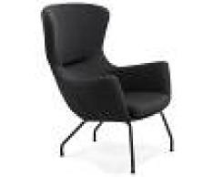 Fauteuil à oreilles 'MAVRIK' en tissu noir