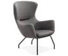 Fauteuil à oreilles 'MAVRIK' en tissu gris clair