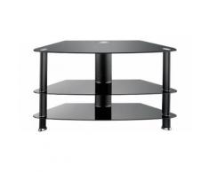 Meuble TV design 3 plateaux verre trempé noir