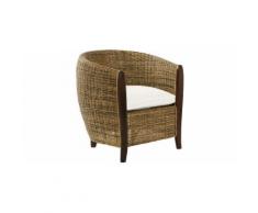 Fauteuil cabriolet acajou et rotin