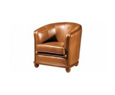 Fauteuil Cabriolet cuir basane caramel
