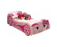 Lit enfant voiture rose 90x200