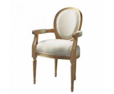 Fauteuil cabriolet en coton écru Louis
