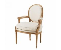 Fauteuil cabriolet en coton coloris lin Louis