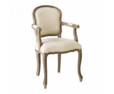 Fauteuil cabriolet en lin beige Versailles