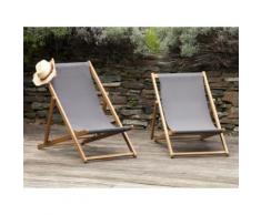 Chilienne de jardin pliantes en acacia couleur teck gris (lot de 2) CENARI