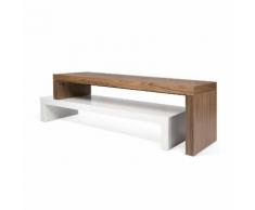 Meuble TV ajustable en bois blanc design 2 niveaux CLIFF
