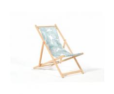 Chilienne pliante multiposition PALMIER bleu toile amovible