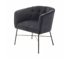 Fauteuil cabriolet en tissu noir capitonné EVEN