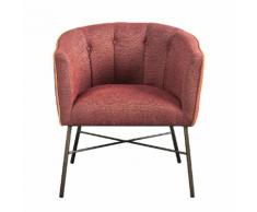 Fauteuil cabriolet en tissu marron brique capitonné EVEN
