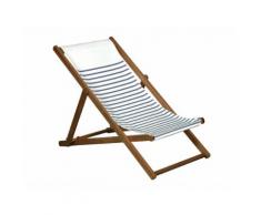 Chilienne de jardin pliante en acacia teck /bleu/blanc MARINIERE