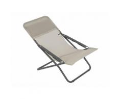Chilienne multipositions pliante en acier et toile Batyline beige TRANSABED