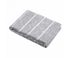 Jeté de canapé 230x250cm coton/polyester gris motif rayé HOMELY