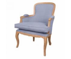 Fauteuil cabriolet tissu gris avec bois en bois PAULINE