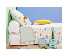 Housse de couette enfant 140x200 coton nuage zigzag bleu LEO
