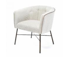 Fauteuil cabriolet en tissu beige capitonné EVEN