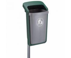 poubelle d'extérieur plastique 50l gris/vert,