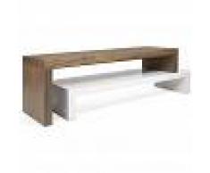 Inside75 CLIFF 120 meuble TV design laque blanc mat et noyer