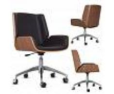 Chaise de bureau bois avec roulettes Bali - Couleurs - Noir