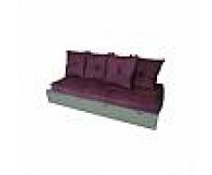 Cube Abc meubles - banquette cube 200 cm + futon + coussins prune gris