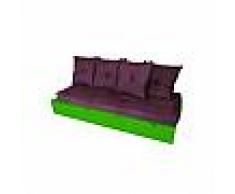 Cube Abc meubles - banquette cube 200 cm + futon + coussins vert prune