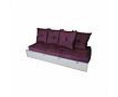 Cube Abc meubles - banquette cube 200 cm + futon + coussins prune gris aluminium